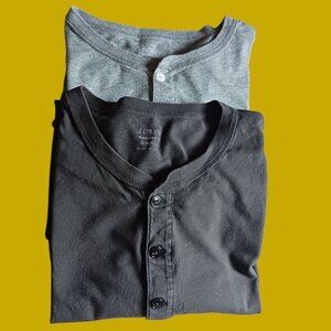 J.Crew Broken-In Long-Sleeve Henley Shirt gray & dark gray colors Small set of 2
